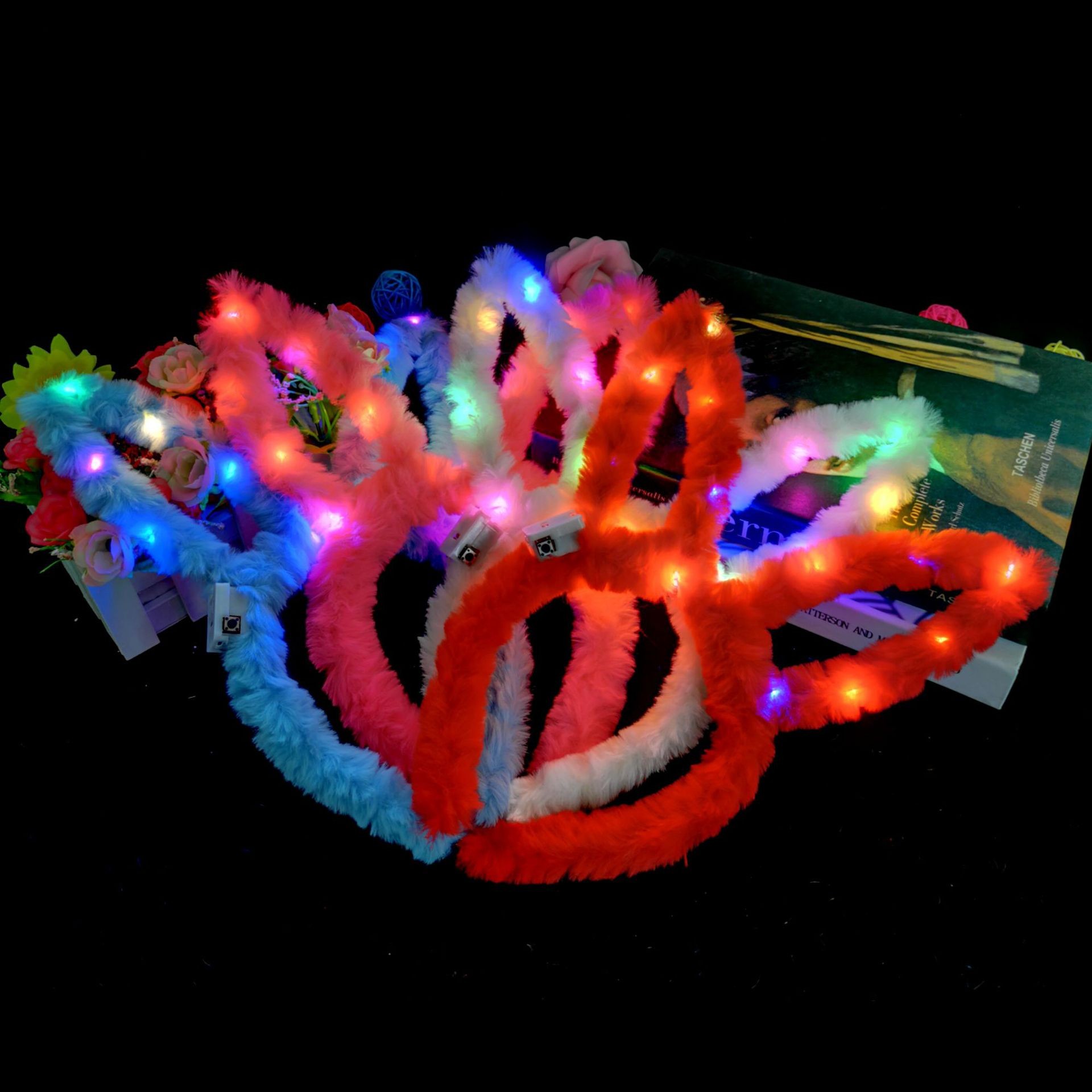 加兔耳朵头箍 发光发箍彩色毛绒兔耳朵 地摊小礼品电子NO1卖点玩具详情3
