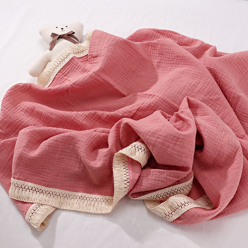 ins流苏儿童盖毯子婴儿纱布包巾抱被新生宝宝用品包被 包裹巾详情图2