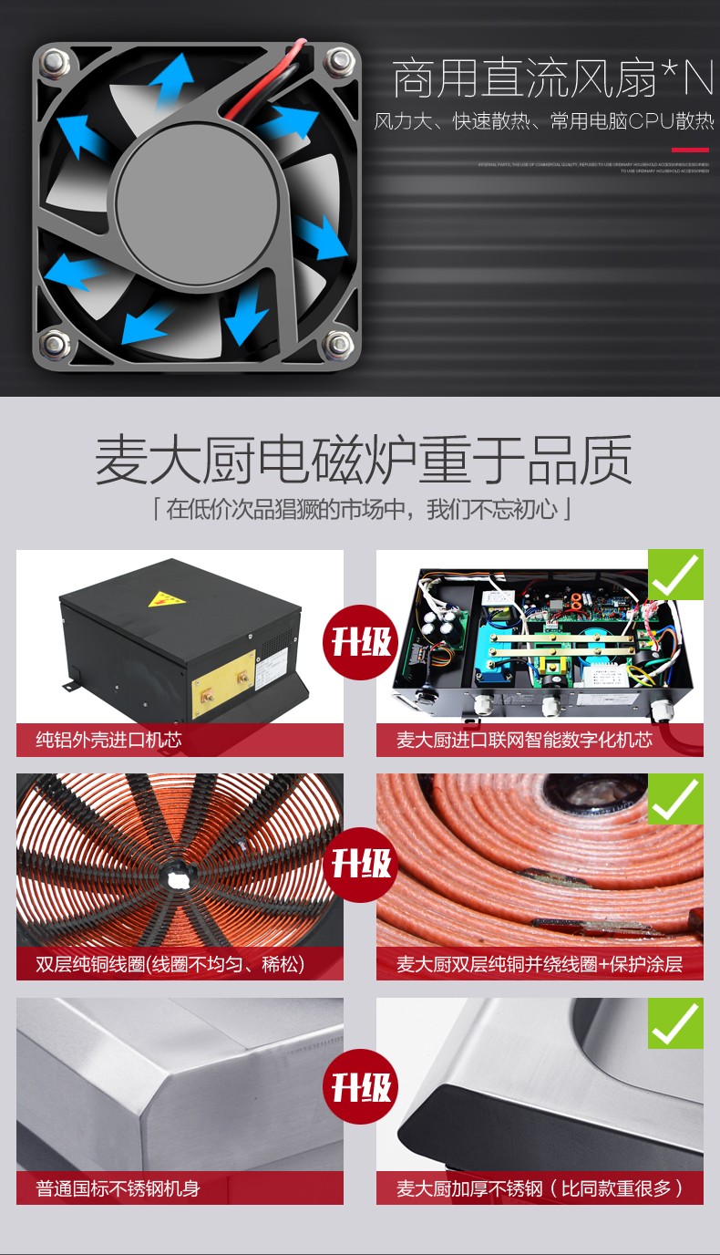 Mai Dachu commercial induction cooker 15kw, large pot stove combination induction cooker, kitchen equipment, electric wok stove, school detail image 4