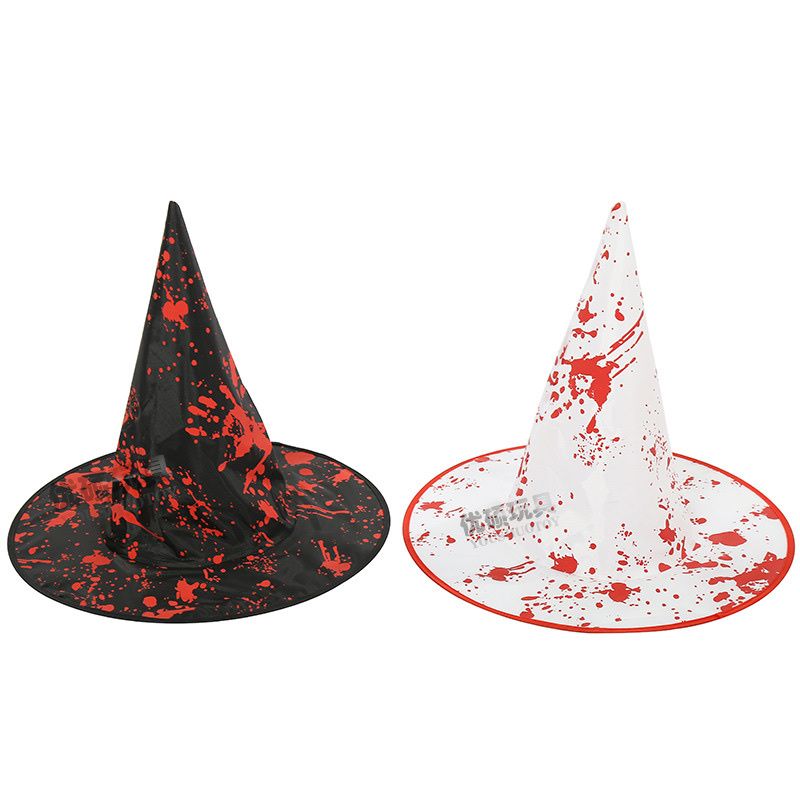 Halloween props cosplay black bloodstain witch hat performance stage festival party hat decoration supplies details Picture