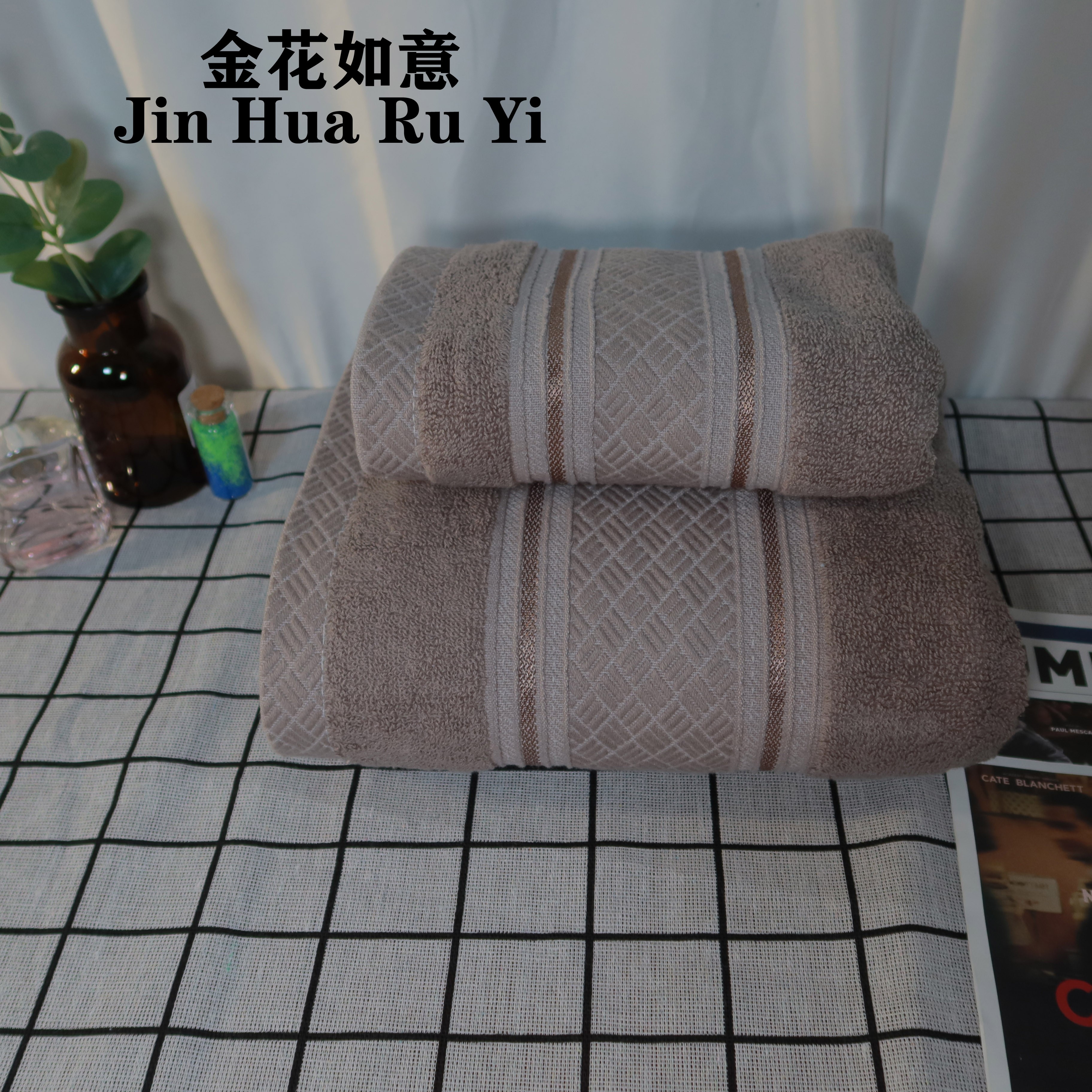 Straw mat satin style face wash and bath household towel cover, pure cotton absorbent and non-fading, soft for adults, men and women, couple face towels, towel mixed color wholesale detail image 4