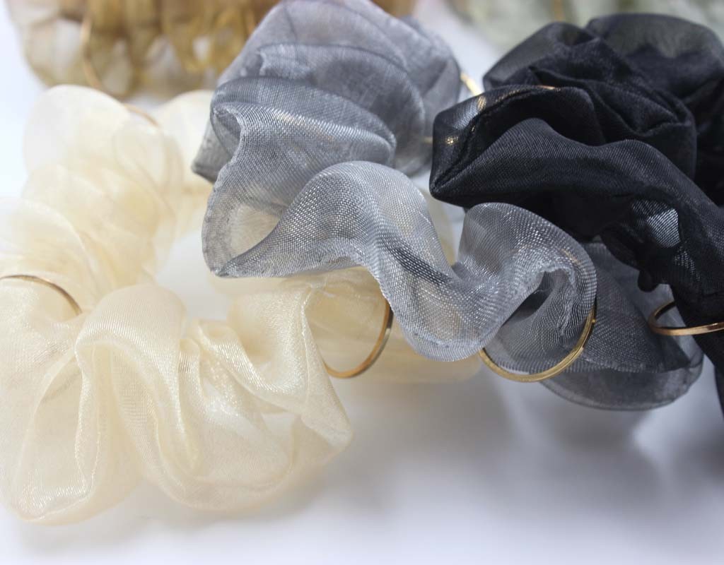 韩国ins头饰  梦幻网纱金属甜美发绳蓬蓬纱小清新大肠圈扎发皮筋详情2