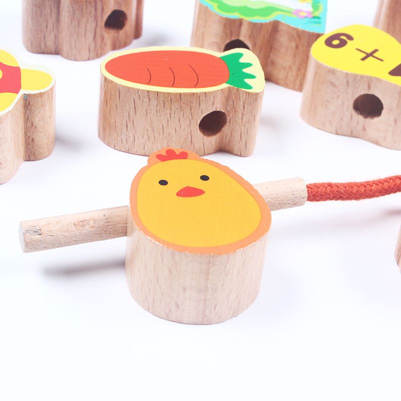 Wooden toys, educational jigsaw puzzles, intellectual early education jigsaw puzzles, parent-child games to exercise hand-eye coordination, iron box beaded toys Application Scenario