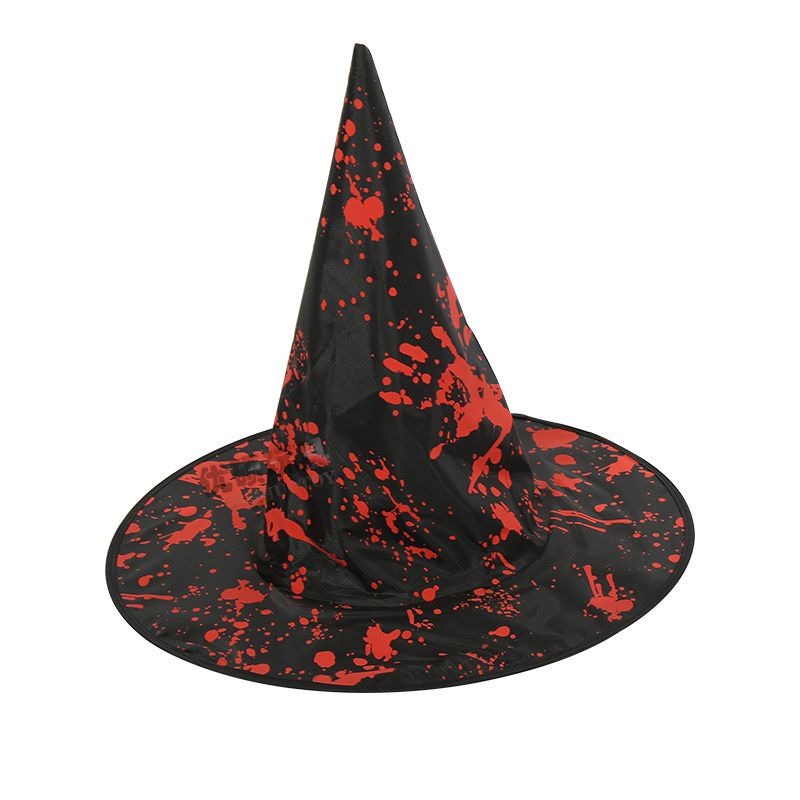 Halloween props cosplay black bloodstain witch hat performance stage festival party hat decoration supplies Specification image