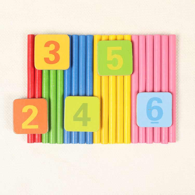 Wooden toy educational jigsaw puzzles, early education jigsaw puzzles, parent-child games, exercise logical thinking ability, strong fun, rich colors, small box counting stick toys Specification image