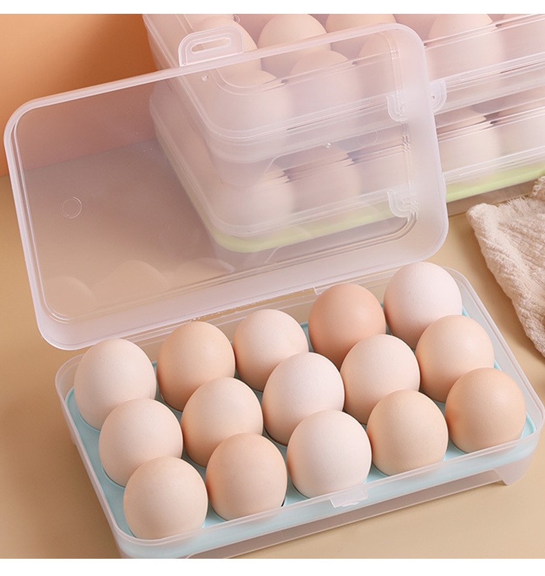 厨房15格冰箱鸡蛋盒保鲜盒塑料便携食品收纳储物盒透明蛋托盒子详情图6