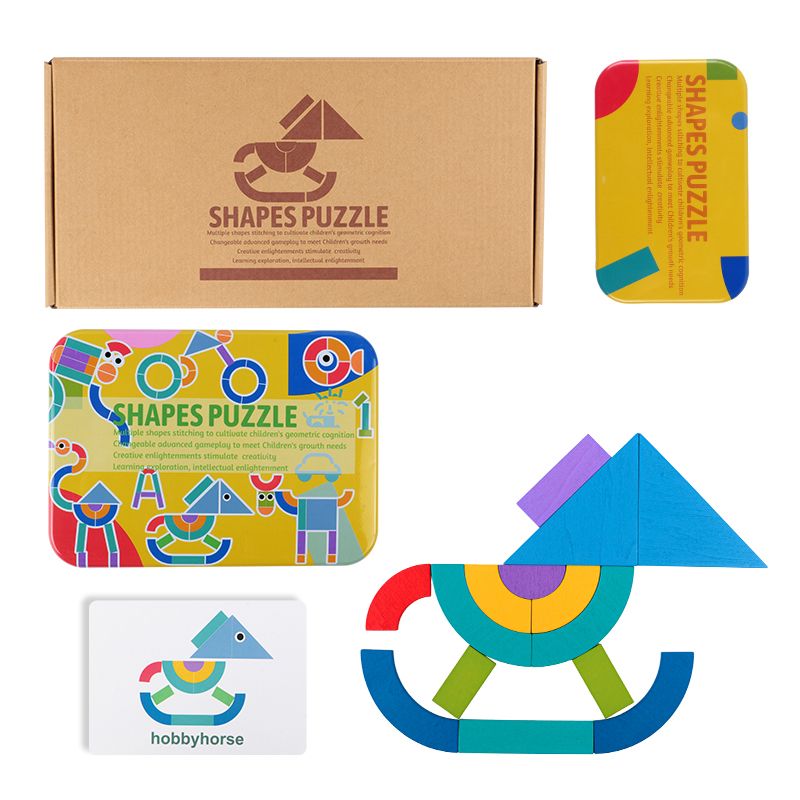 Wooden toys, educational jigsaw puzzles, early education jigsaw puzzles, parent-child games, logical thinking ability cultivation and enhancement of hand-eye coordination, strong fun, rich colors, iron box-shaped jigsaw puzzle toys Item Picture