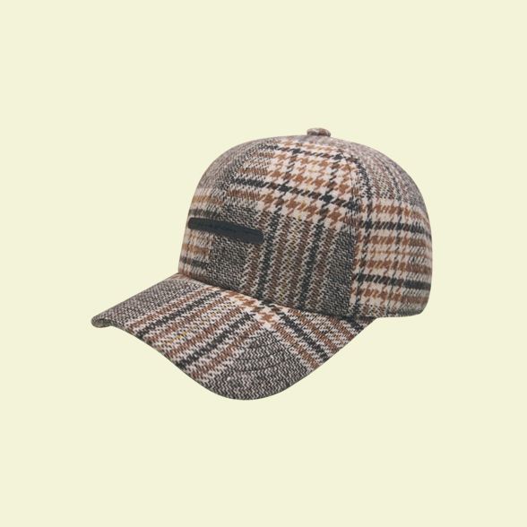 韩生棒球帽，厚布 韩版保暖棒球帽 格子布