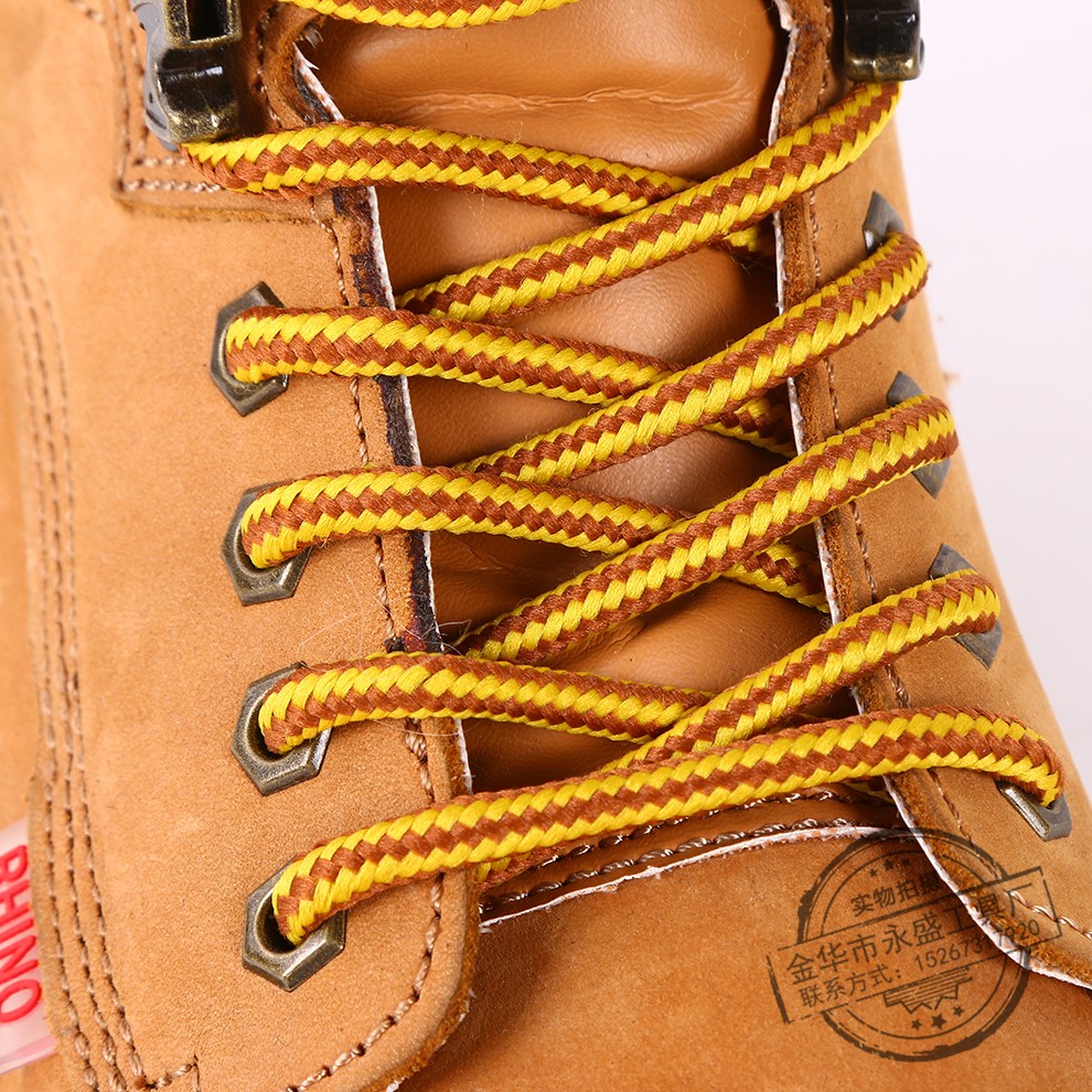黄色牛巴皮高帮双钢防砸防刺穿劳保鞋详情图5