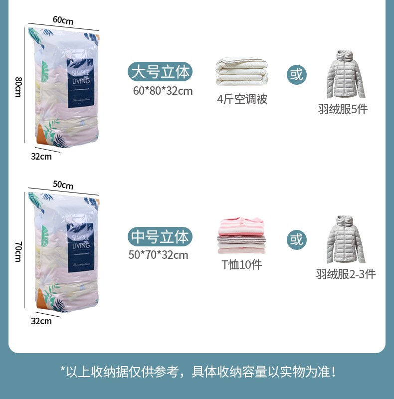 百特兔真空压缩袋棉被被子收纳袋行李衣服整理袋50*70cm详情图6