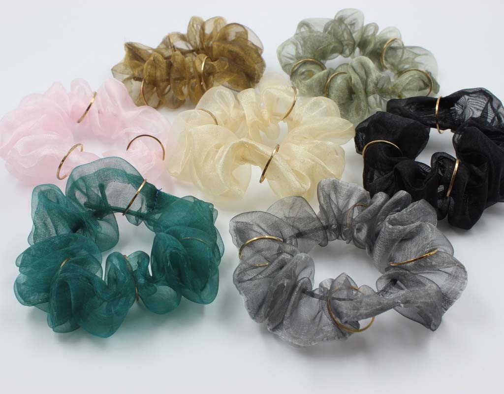 韩国ins头饰  梦幻网纱金属甜美发绳蓬蓬纱小清新大肠圈扎发皮筋详情4