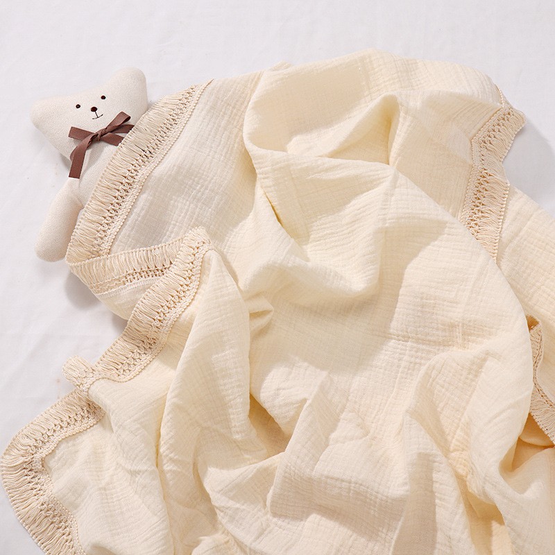 ins流苏儿童盖毯子婴儿纱布包巾抱被新生宝宝用品包被 包裹巾详情图2