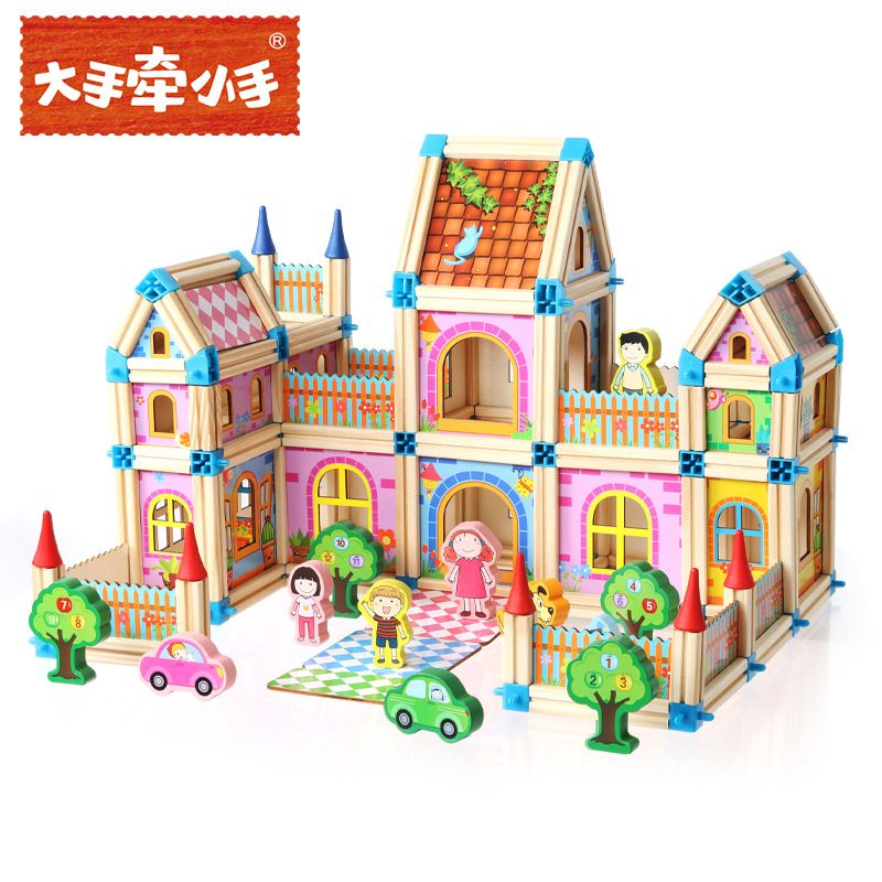 Colorful children's toys, building blocks, wooden three-dimensional jigsaw puzzles, wooden assembly models, house assembly, educational toys Application Scenario