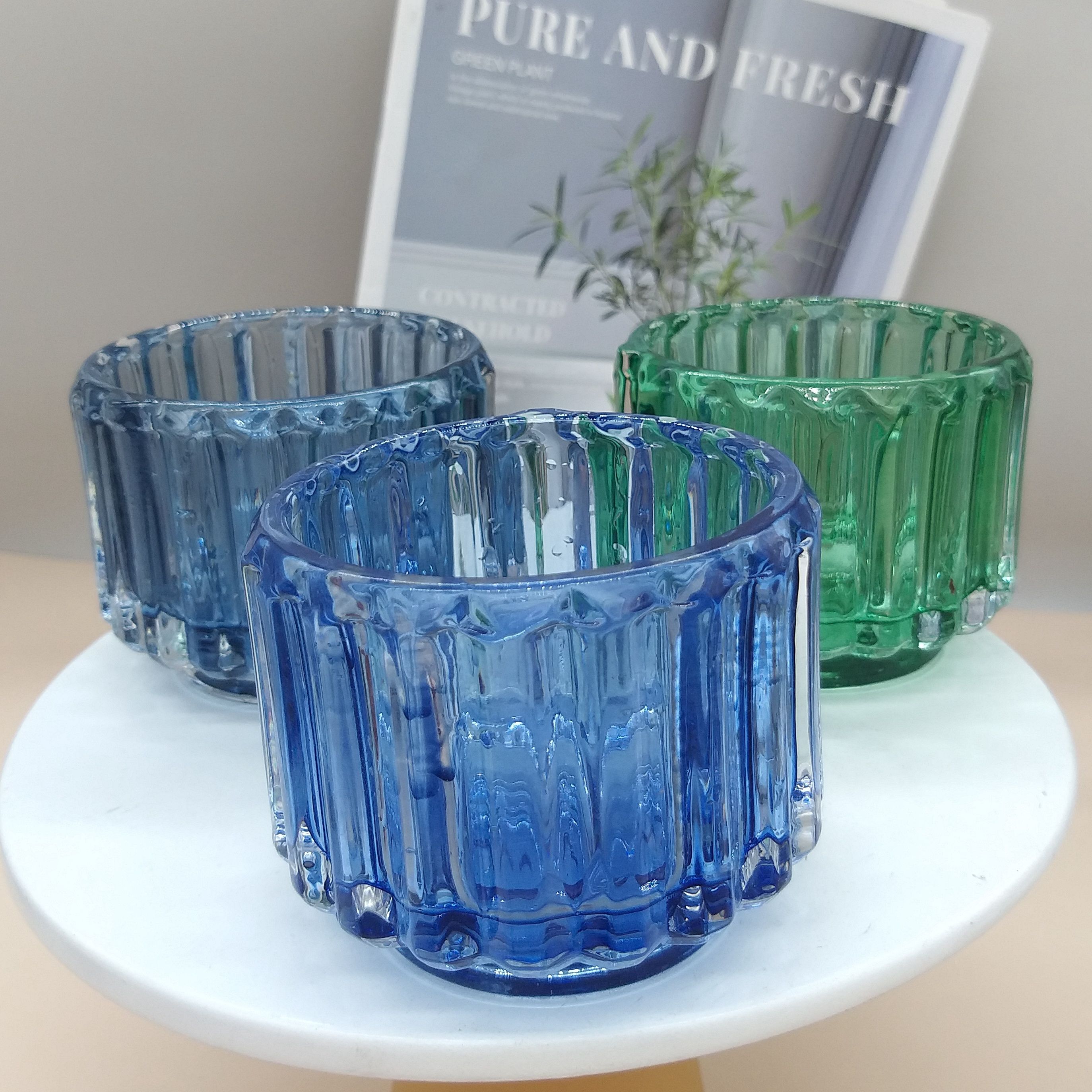 Nordic style cross-border new simple retro glass candle home decoration decoration jar Candy cosmetics storage jar