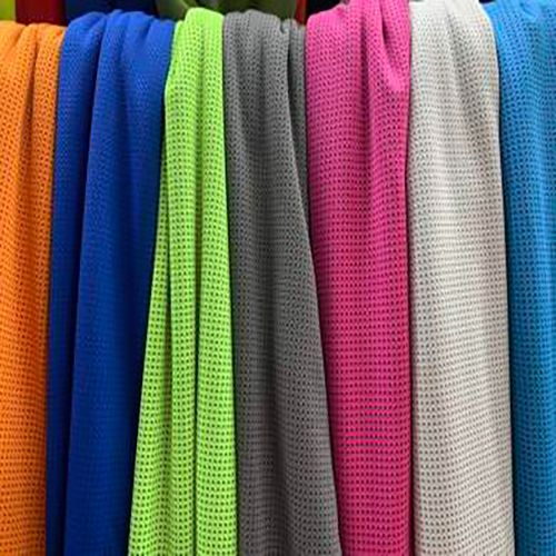 现货供应冷感阳离子冰丝网眼速干夏季瑜伽服运动服面料