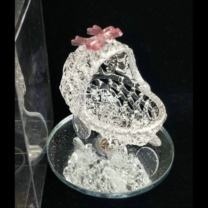 4cm圆镜片 手工制作 拉丝玻璃婴儿车 7860-22