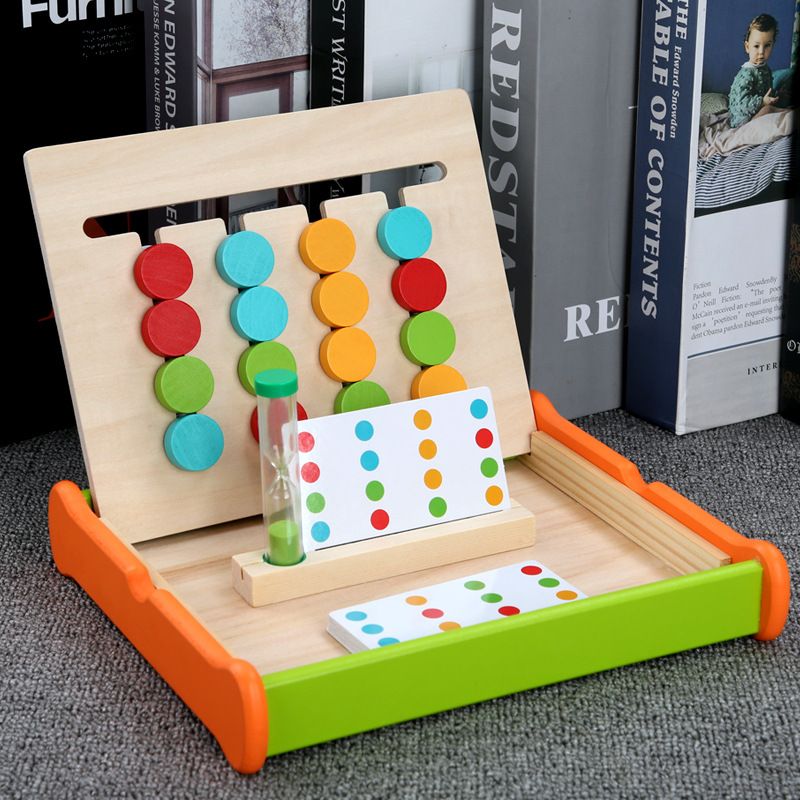 Two-sided four-color walking game wooden toys for children's early education class Tiktok the same baby science and education class manufacturers customized