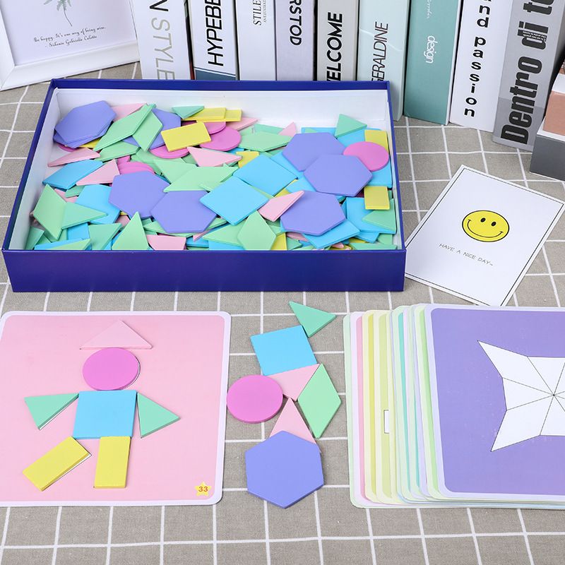 180-piece creative jigsaw puzzle for children, versatile and fun three-dimensional shape tangram puzzle, early education and intelligence wooden toy