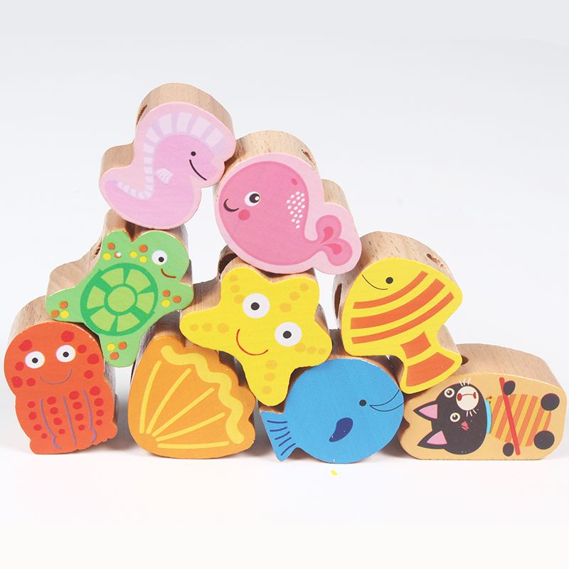 Wooden toys, educational jigsaw puzzles, intellectual early education jigsaw puzzles, parent-child games to exercise hand-eye coordination, iron box beaded toys Specification image