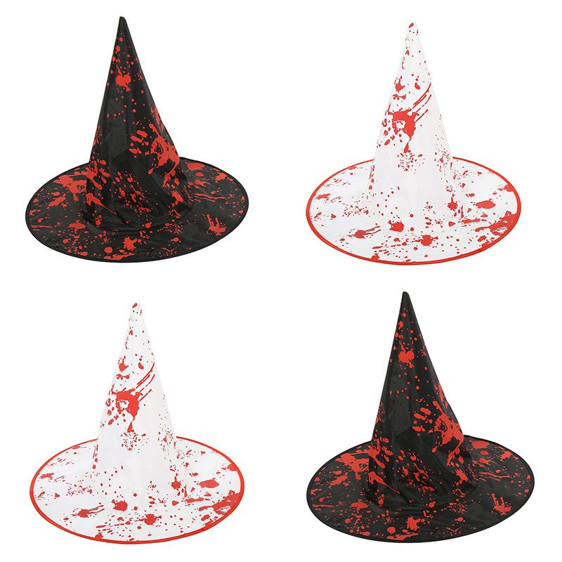 Halloween props cosplay black bloodstain witch hat performance stage festival party hat decoration supplies
