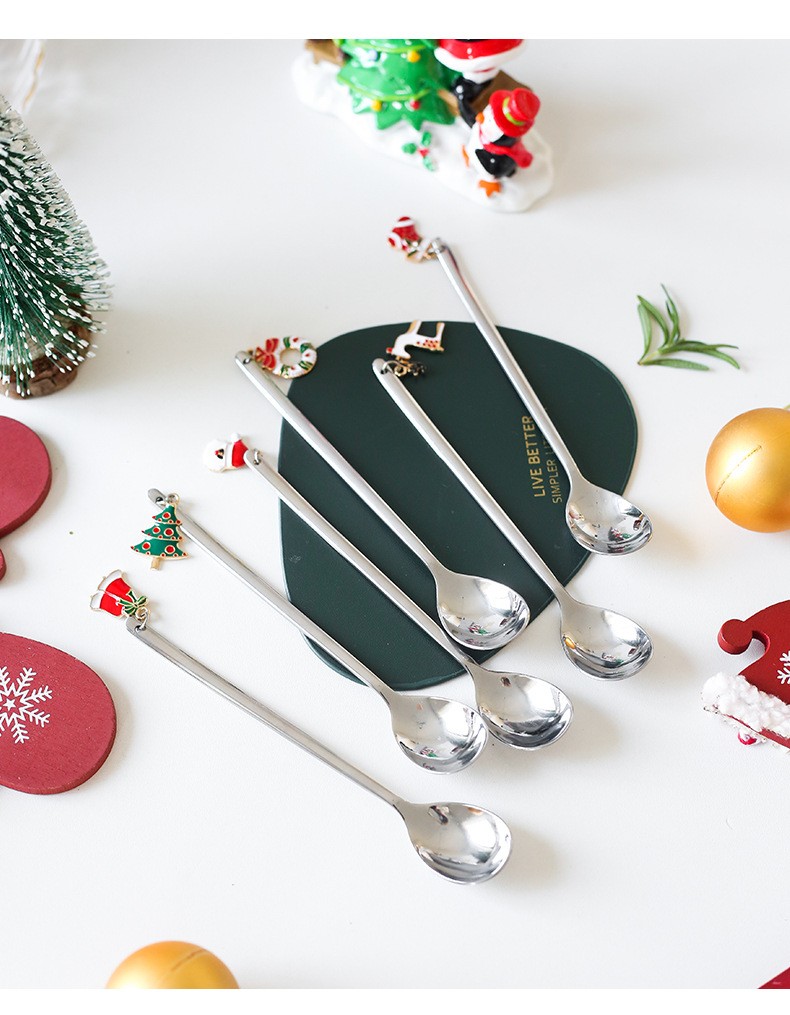 304不锈钢圣诞勺子 创意餐具套装 吊坠勺子 咖啡勺子 圣诞勺套装详情图3