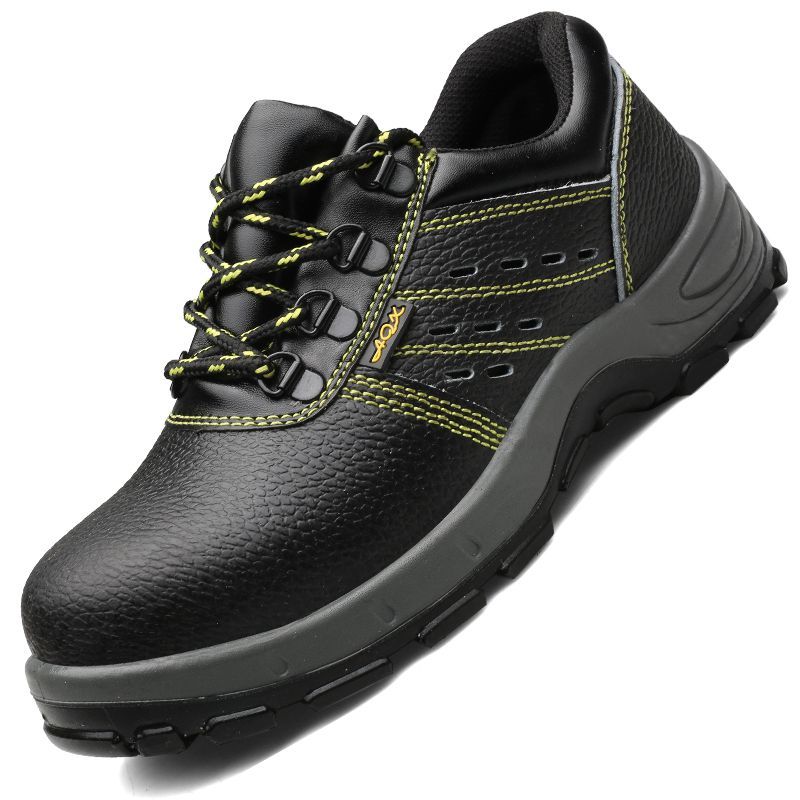 劳保鞋防砸防刺耐磨/鞋子防滑/鞋真皮工作皮鞋工程鞋白底实物图