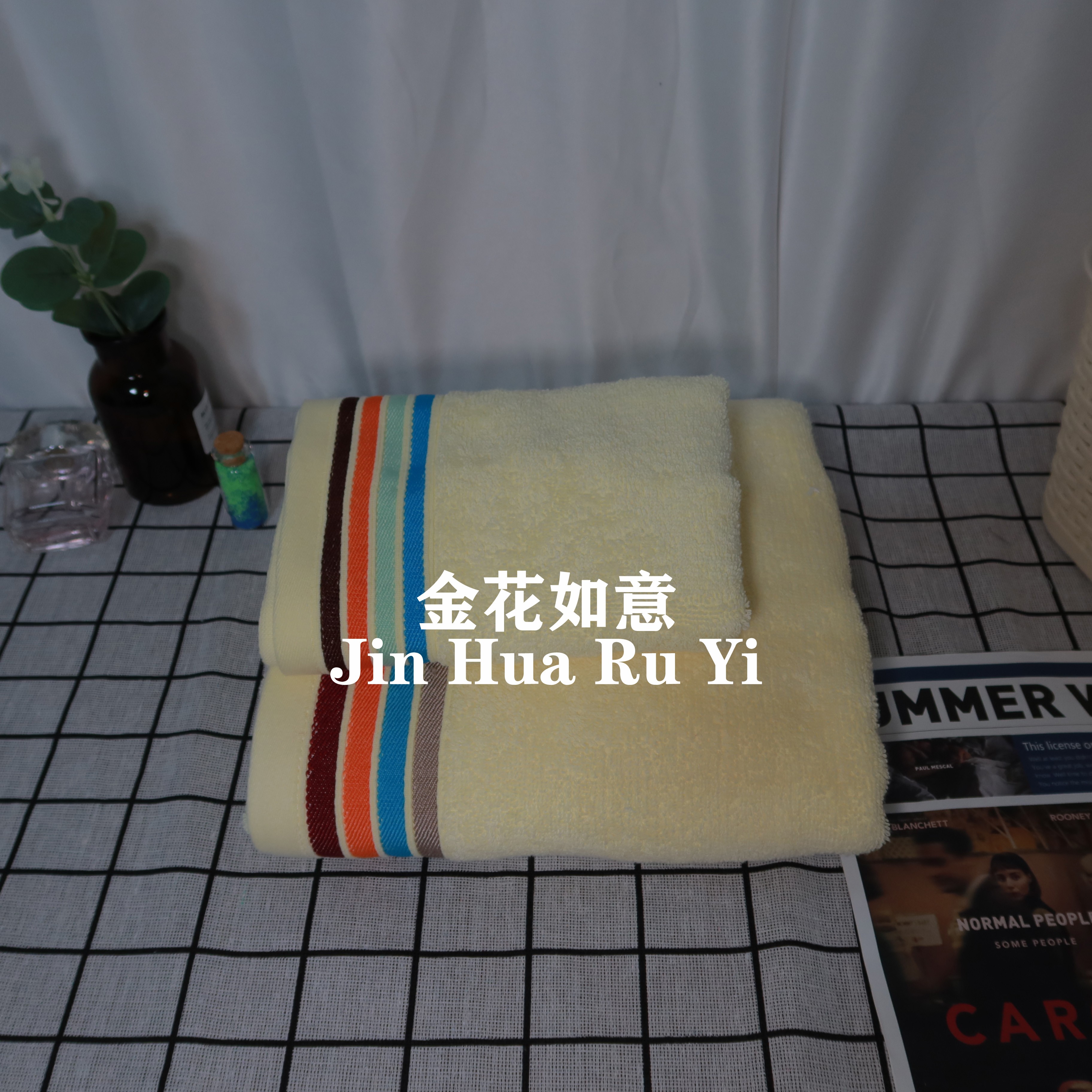 21 pieces of 4-segment face and bath household towels, pure cotton, absorbent and non-fading, soft for both men and women, couple face towels, mixed color wholesale detail image 4