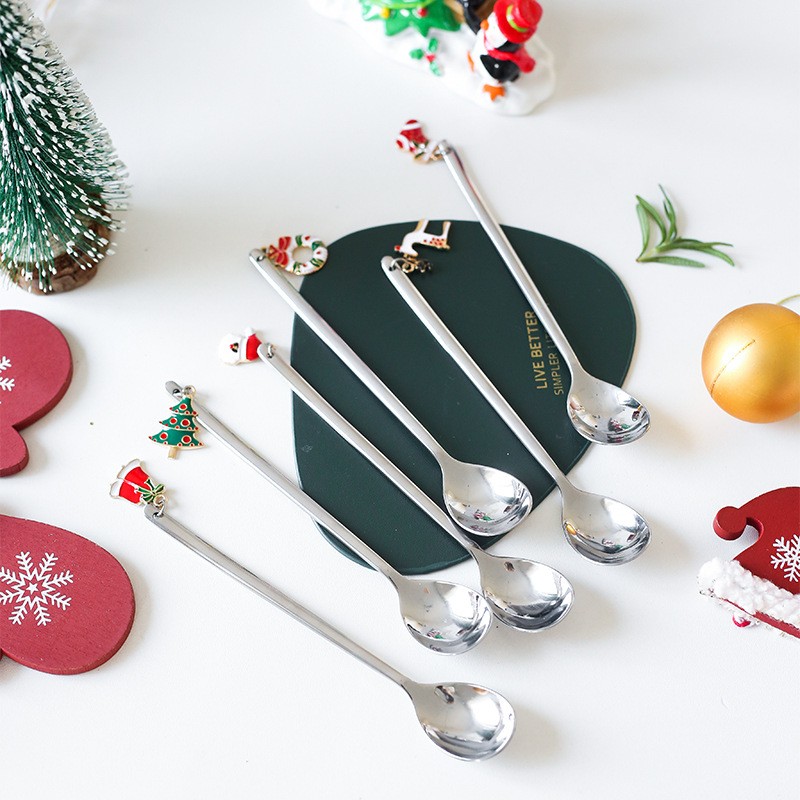 304不锈钢圣诞勺子 创意餐具套装 吊坠勺子 咖啡勺子 圣诞勺套装详情图12