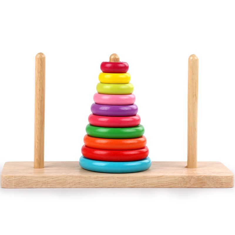 Factory direct supply of wooden Hanoi Tower, 8-story and 10-story Hanoi Tower, children's intelligence beneficial wooden toys, babies and primary school students Application Scenario