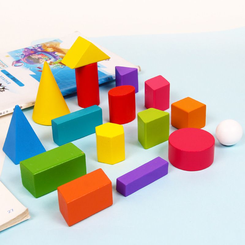 Children's wooden toys solid geometry building blocks primary school 1223 mathematics teaching AIDS rectangular square