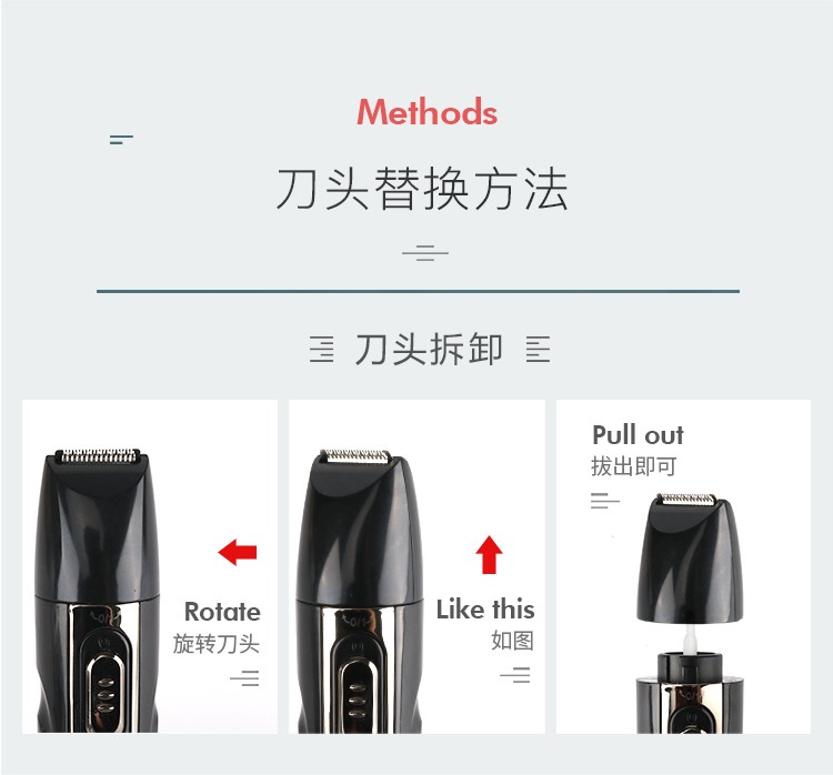 套装鼻毛修剪器 3合1剃鼻毛器耳毛清洁器剃胡须刀鼻毛刀男士 2060详情4