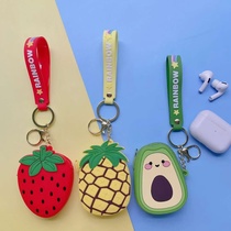 Three-dimensional silicone small bag string keychain a series of strawberry, Niu Niu fruit, pineapple