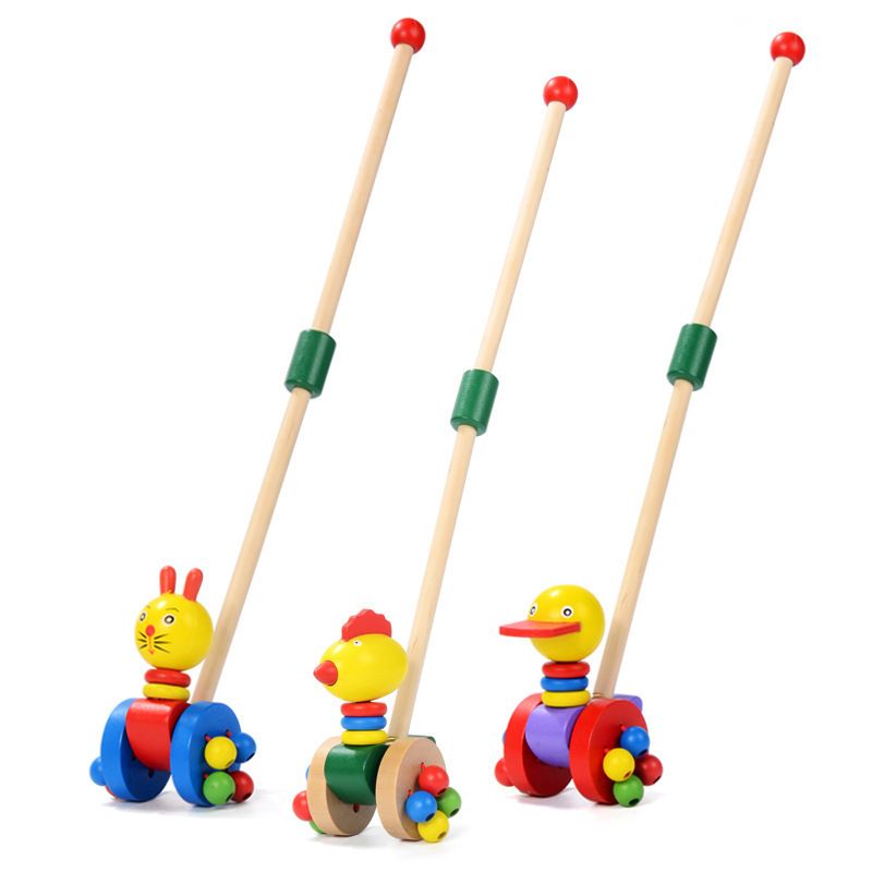 厂家直销卡通动物儿童手推车玩具婴儿木制0-1-3岁宝宝学步车木质产品图