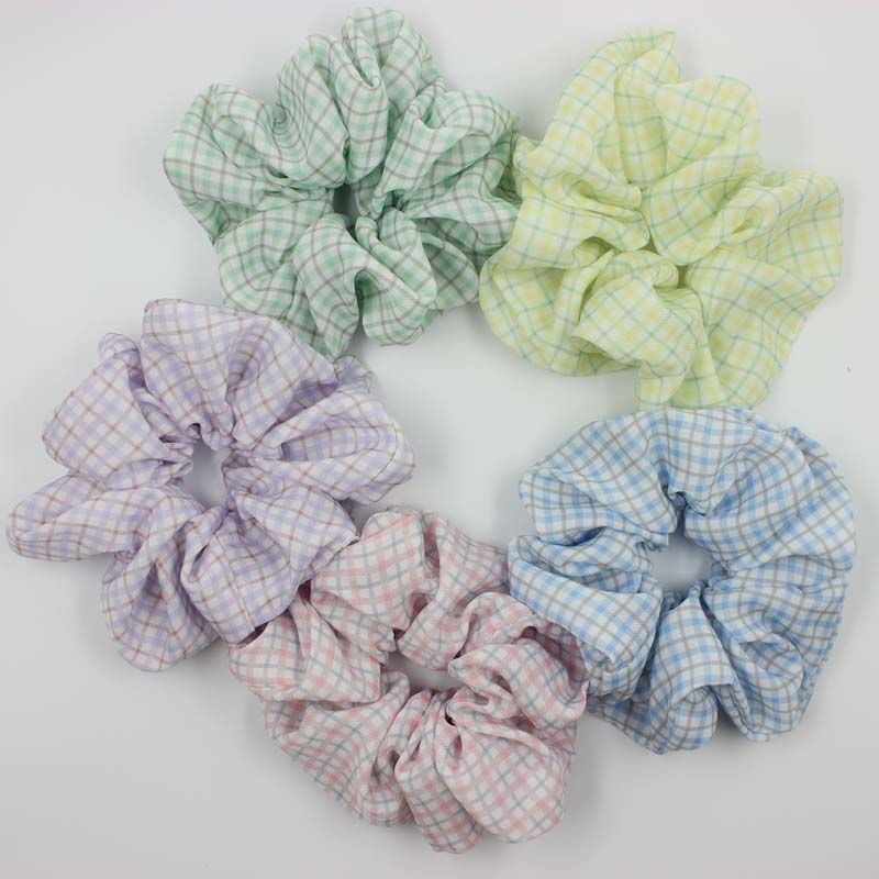 大肠圈夏季日系格子少女简约扎头皮筋头绳2021年新款头饰