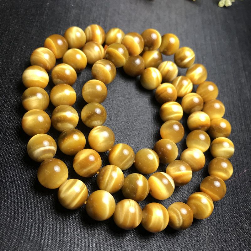 Bright crystal jewelry, natural crystal, golden tiger's eye, three-circle bracelet, DIY bracelet, men's and women's styles details Picture