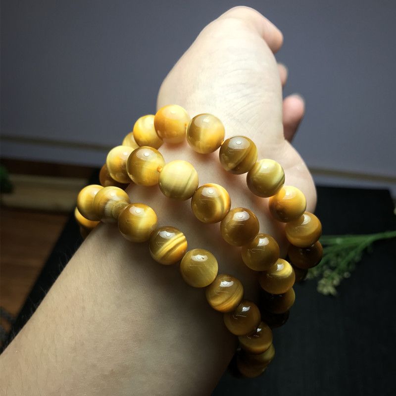 Bright crystal jewelry, natural crystal, golden tiger's eye, three-circle bracelet, DIY bracelet, men's and women's styles Specification image