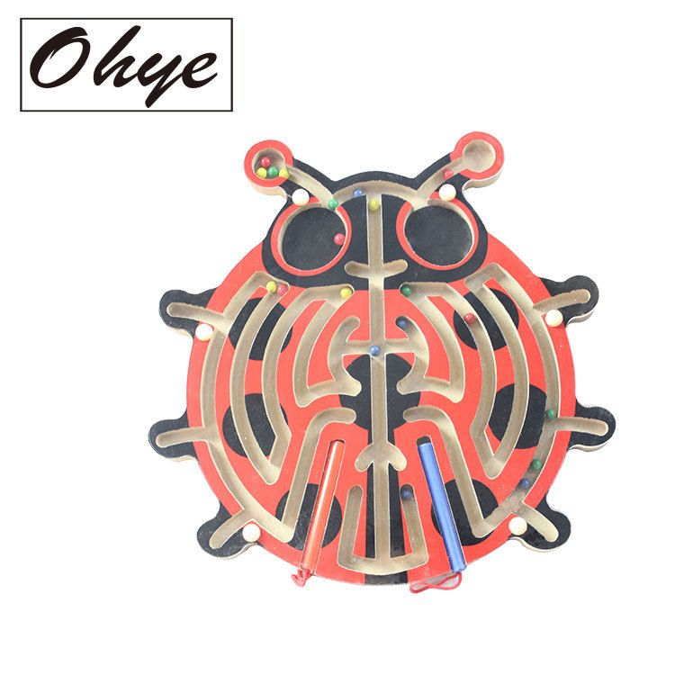 Wholesale wooden balls, wooden children's toys, multiple magnetic pen movement mazes, educational circular tracks, and ball-walking educational toys