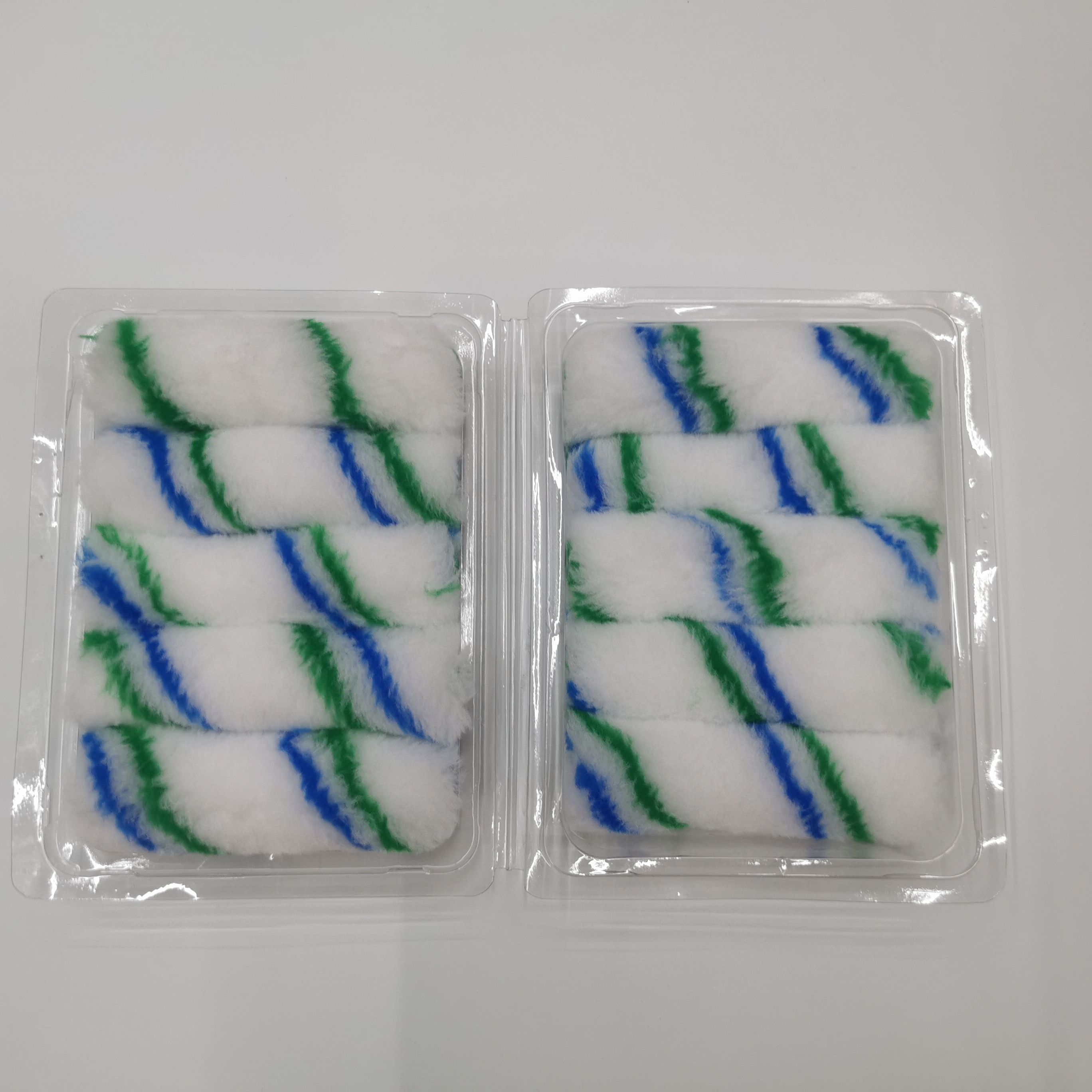 Mini small bristle sleeve, 4-inch thumb roller bristle sleeve, wall painting tool, no blind spot roller, one bristle sleeve, blue and green strips, customizable in various specifications and colors details Picture