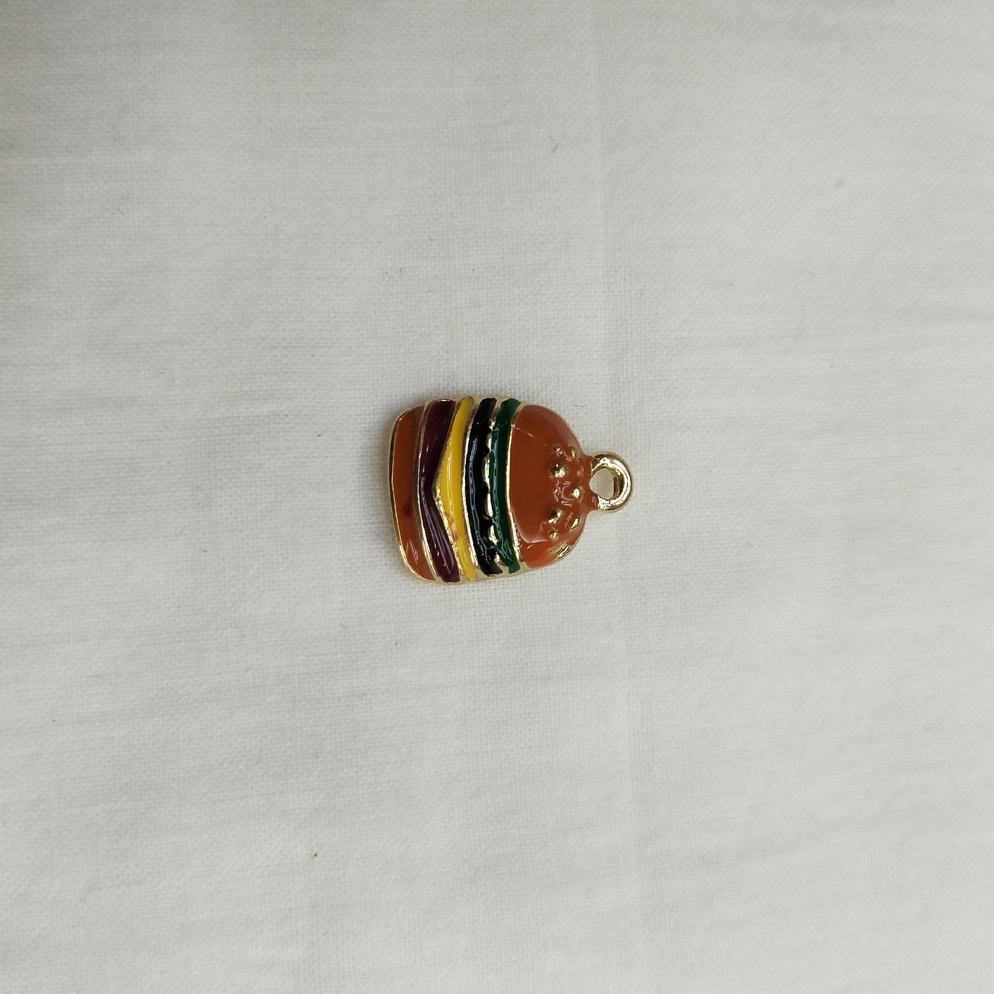 DIY handmade jewelry accessories, alloy simple single oil-dripping hamburger cartoon pendant, decorative earrings (100ps/ pack)