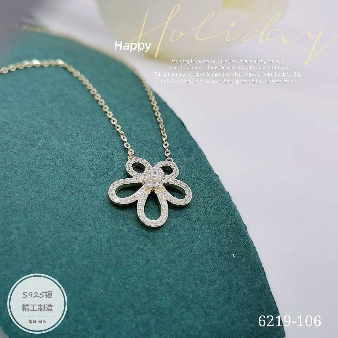 S925银饰畅销款项链002时尚潮流锆石吊坠细节图