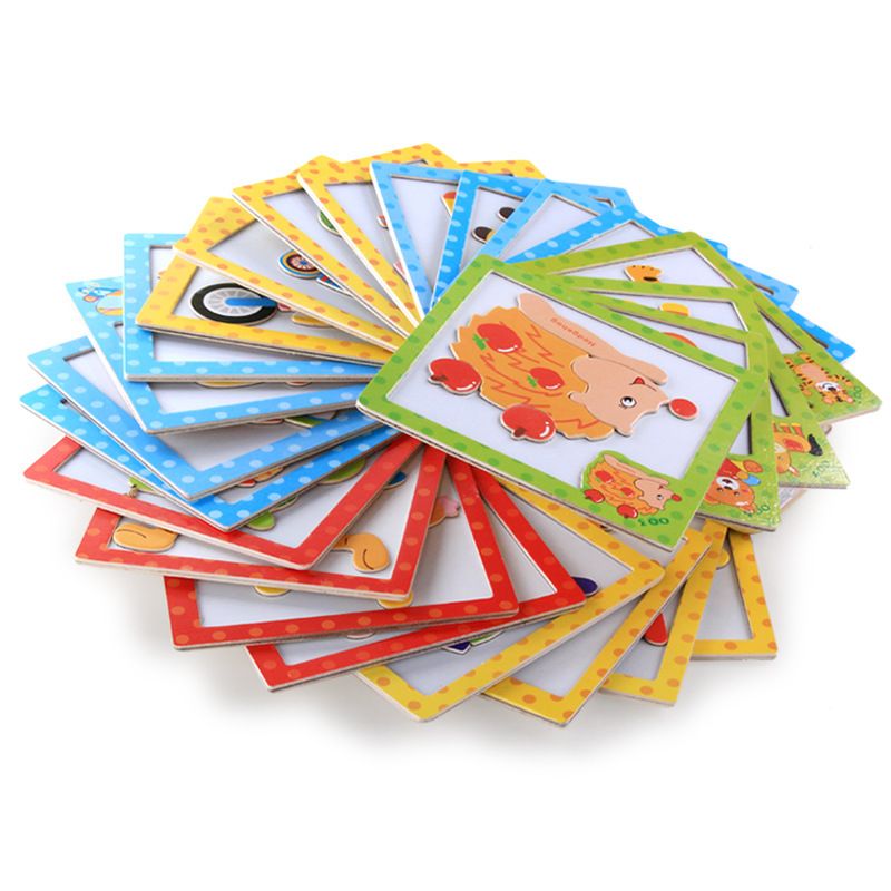 Wholesale wooden children's magnetic jigsaw puzzles, cartoon animal traffic boards, 1-2-3 years old baby enlightenment and intelligence toys