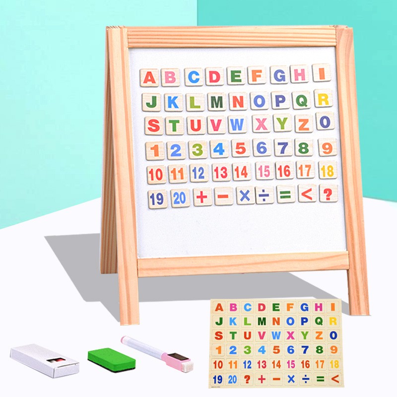Wooden toys for learning to draw, cultivating graffiti and writing, combining education with entertainment. Parent-child games are combined to allow children to learn and grow while having fun. 822 comes with a letter sticker board detail image 1
