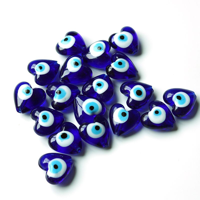 Devil's Eye Blue Eye Accessory Woven Pendant, Glass heart Hole Blue Loose beads in stock Item Picture
