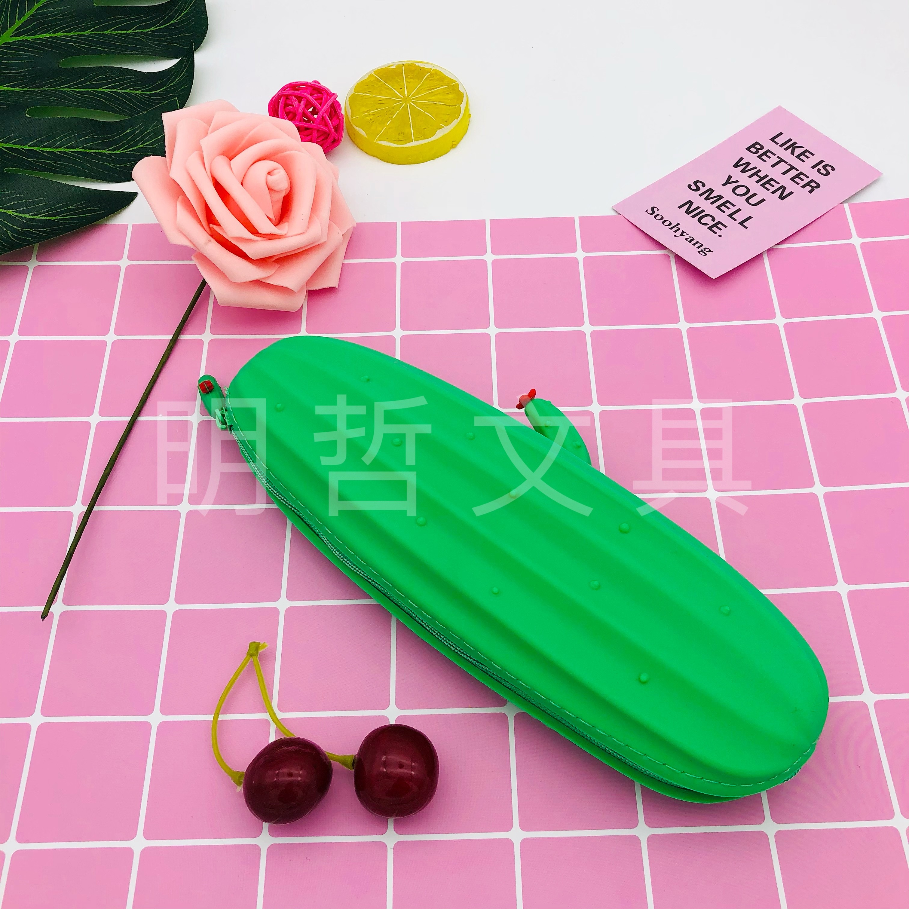 Creative And Cute Soft Plastic Pen Case Cactus Strawberry Style Student Storage Bag undefined