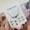 Korean version four-leaf clover pearl heart-shaped necklace for women, Weekly earrings, collarbone chain set jewelry chain 6798 Item Picture