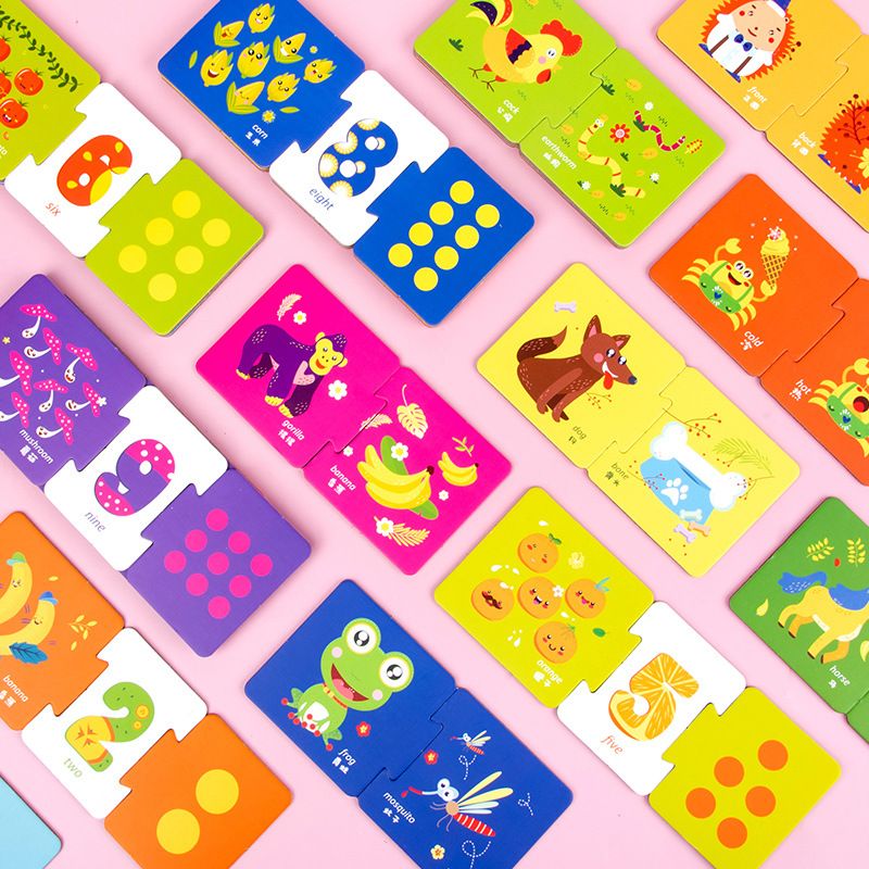 Children's large matching jigsaw puzzles, animal vocabulary, numbers, fruits and vegetables, recognition, wooden early education and intelligence enlightenment toys details Picture