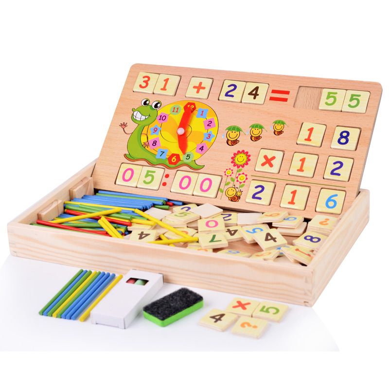 This upgraded multi-functional arithmetic learning box features wooden toys for learning to draw, doodling, and writing, combining education with entertainment. It is suitable for parent-child games for early education, cognitive games, and arithmetic ability development details Picture