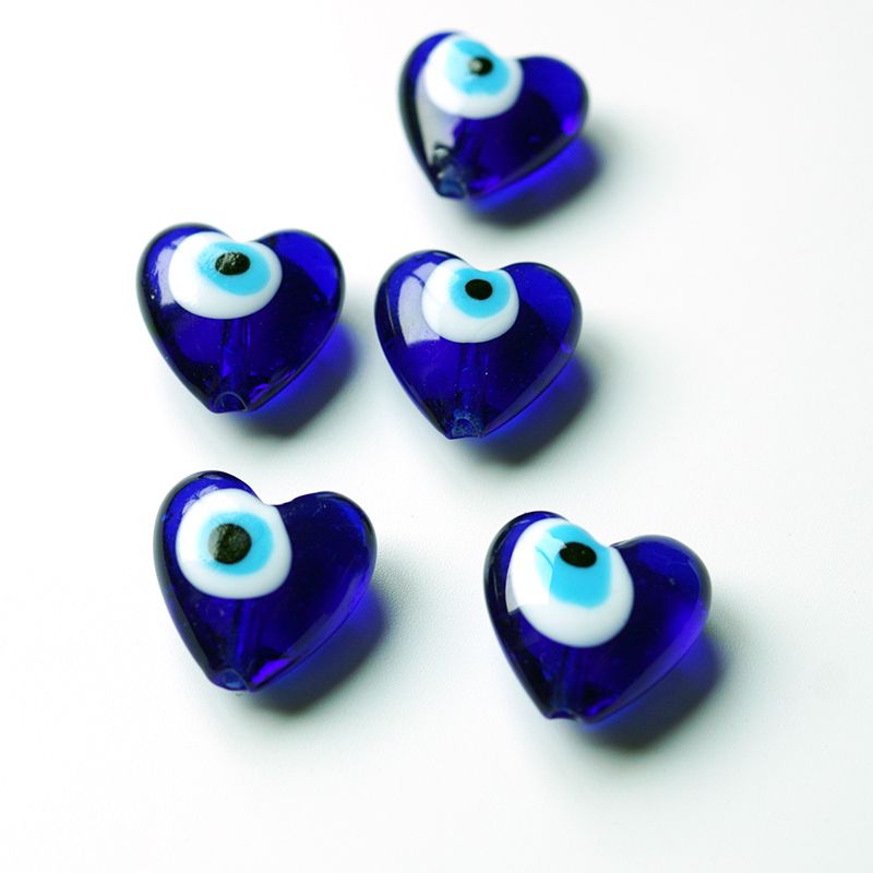 Devil's Eye Blue Eye Accessory Woven Pendant, Glass heart Hole Blue Loose beads in stock details Picture