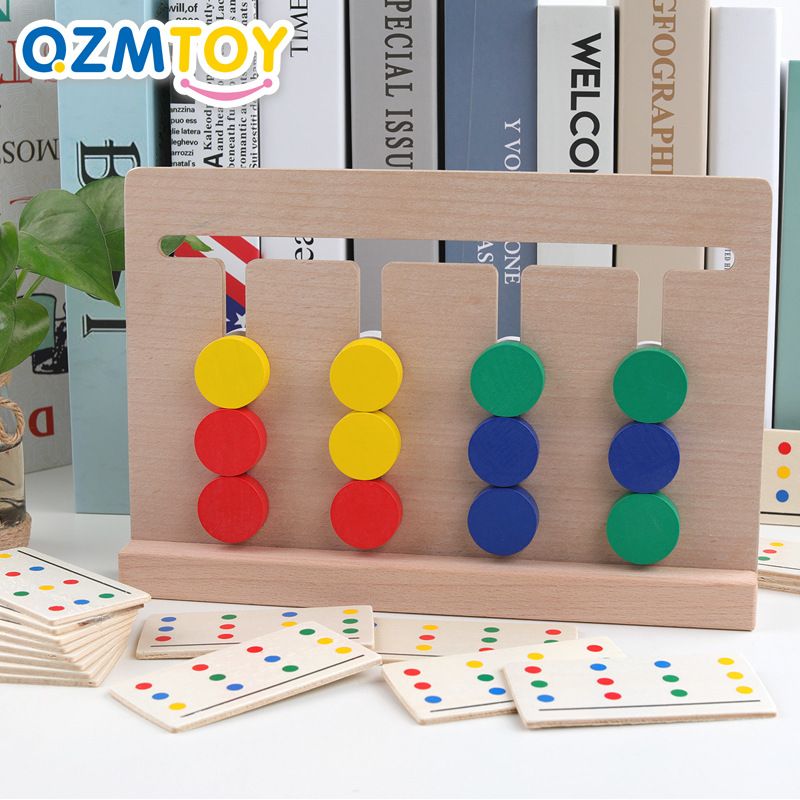 Wooden children's whole brain development benefits intelligence four-color game focus thinking logic training game early education toy