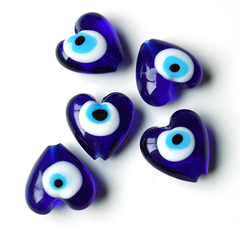 Devil's Eye Blue Eye Accessory Woven Pendant, Glass Heart Hole Blue Loose beads in stock, SIYAO pic 6